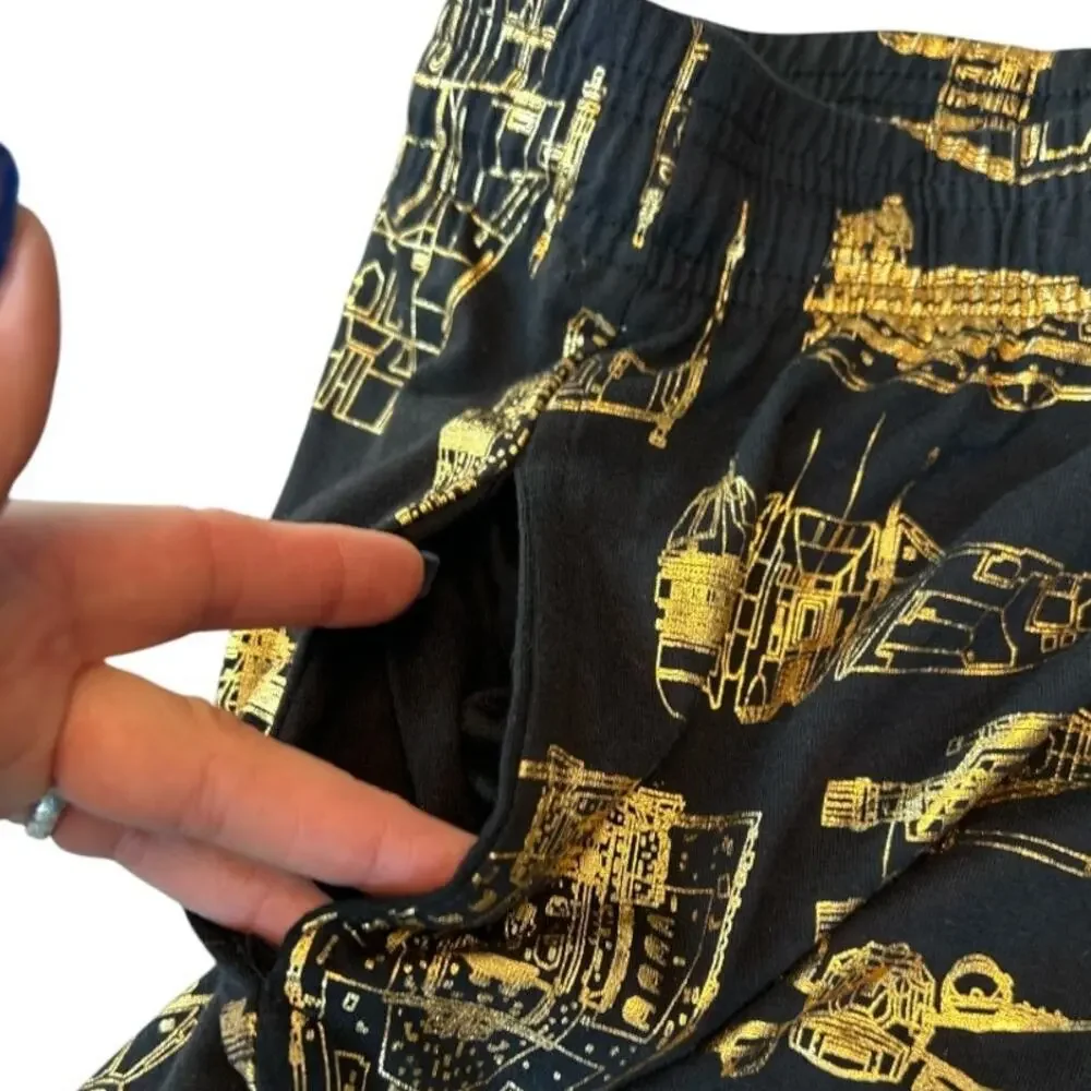 NWT Star Wars Gold / Bronze Spaceships Pattern Sleep Lounge Pajama Pants Size M - Picture 5 of 8